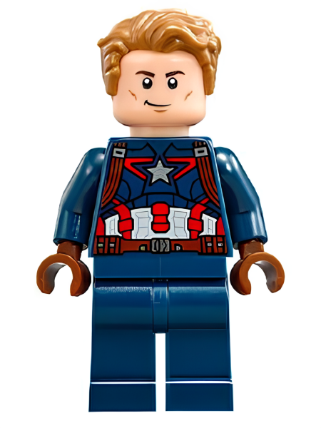 Минифигурка Lego Captain America - Dark Blue Suit, Reddish Brown Hands, Hair, Dark Brown Eyebrows sh0264 N